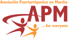 Asociación Puertorriqueños en Marcha logo (red and yellow text on white background)